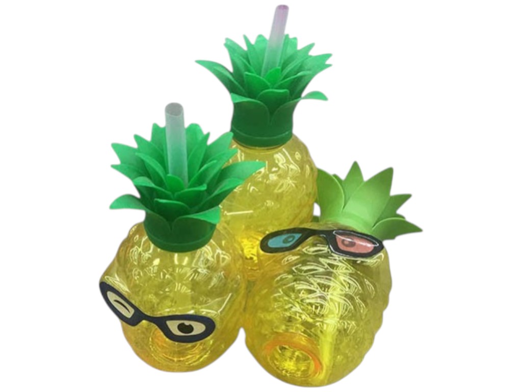 Стакан с крышкой и трубочкой Pineapple, пластик, 500мл, цвет желтый (цена за 1шт)