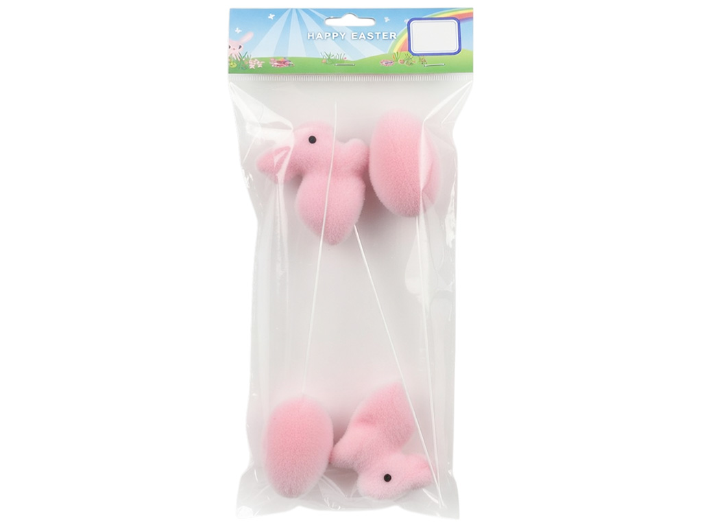 Пасхальный декор Easter зайчики и яйца на палочках, набор 4 шт, 4×22см (цена за уп)
