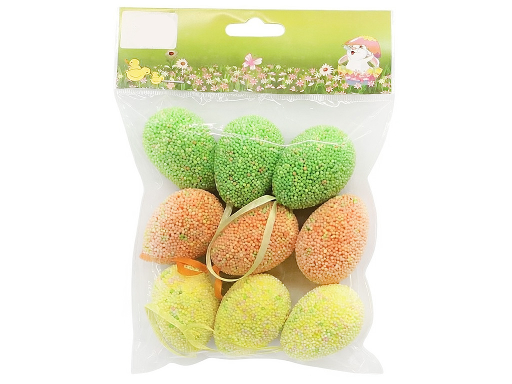 Великодній декор Easter eggs з посипкою, набір 9 шт, 3×5см (ціна за уп)