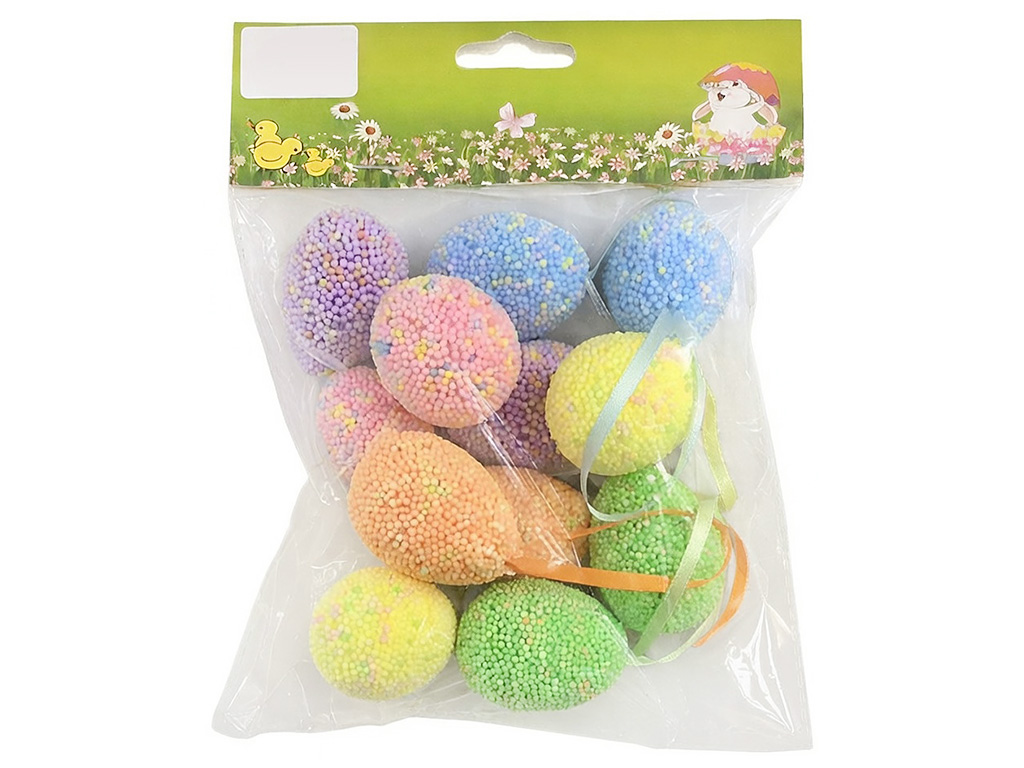 Пасхальный декор Easter eggs с посыпкой, набор 12 шт, 3×4см (цена за упаковку)