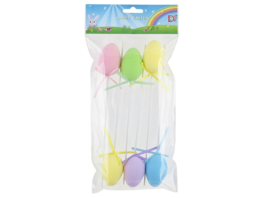 Пасхальный декор Easter eggs на палочках, набор 6 шт, 20см (цена за упаковку)