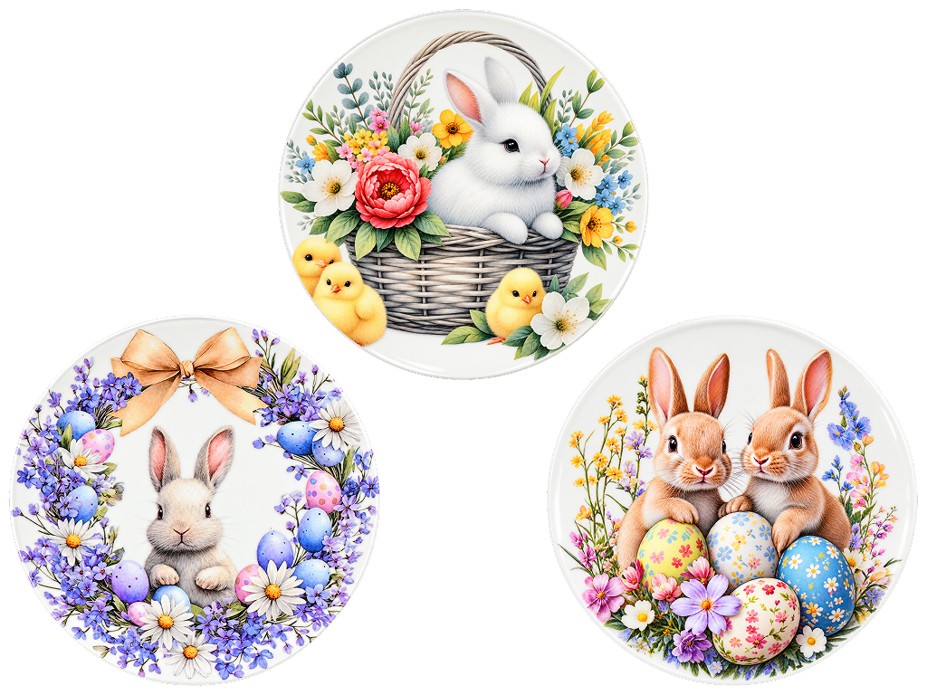 Підставка під гаряче великодня Happy Easter, керамічна, 10 см, 3 дизайни (ціна за 1шт)