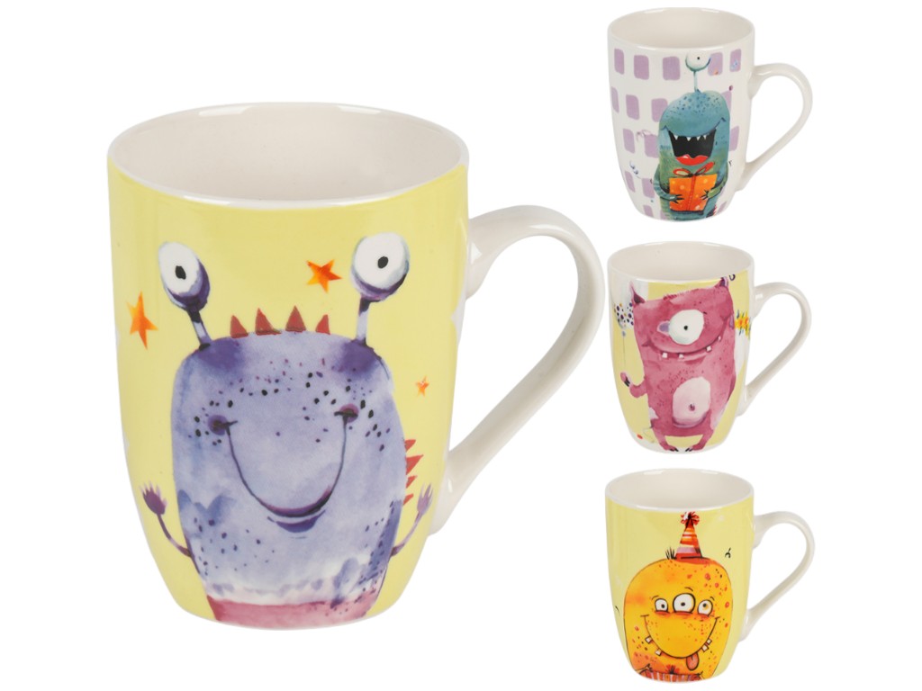 Чашка Monsters, порцеляна, 350мл, 4 дизайни (ціна за 1шт)