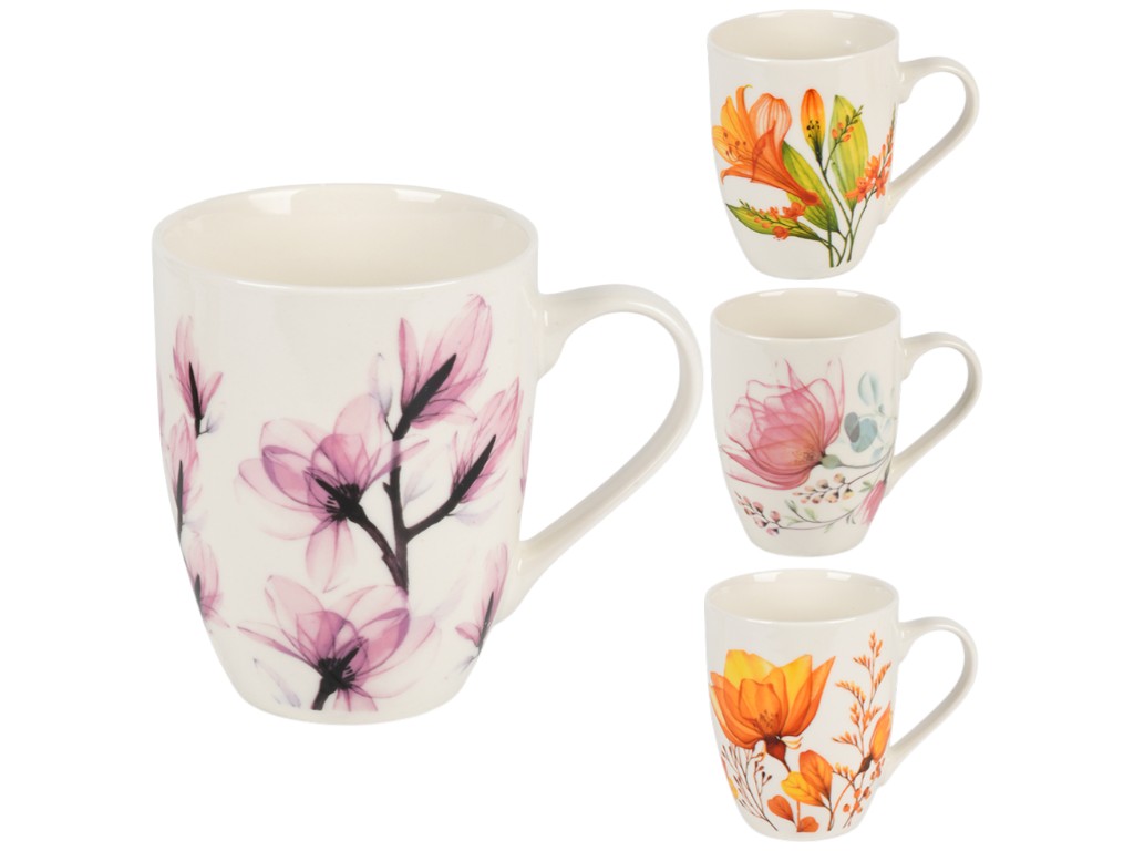 Чашка Eden, фарфор, 330мл, цвет белый, 4 дизайна (цена за 1шт)