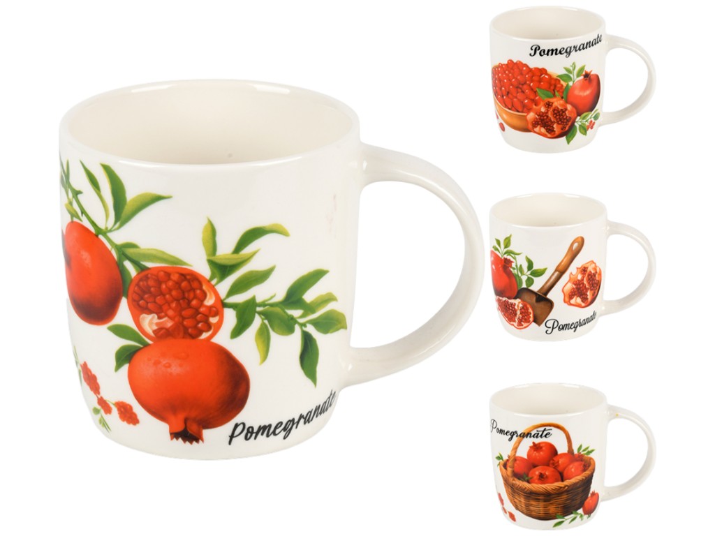 Чашка Pomegranate, порцеляна, 330мл, колір білий, 4 дизайни (ціна за 1шт)
