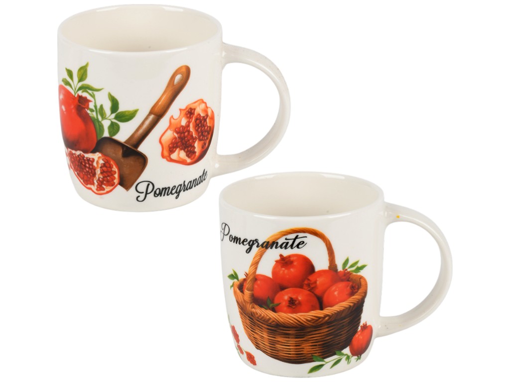 Чашка Pomegranate, порцеляна, 330мл, колір білий, 4 дизайни (ціна за 1шт)