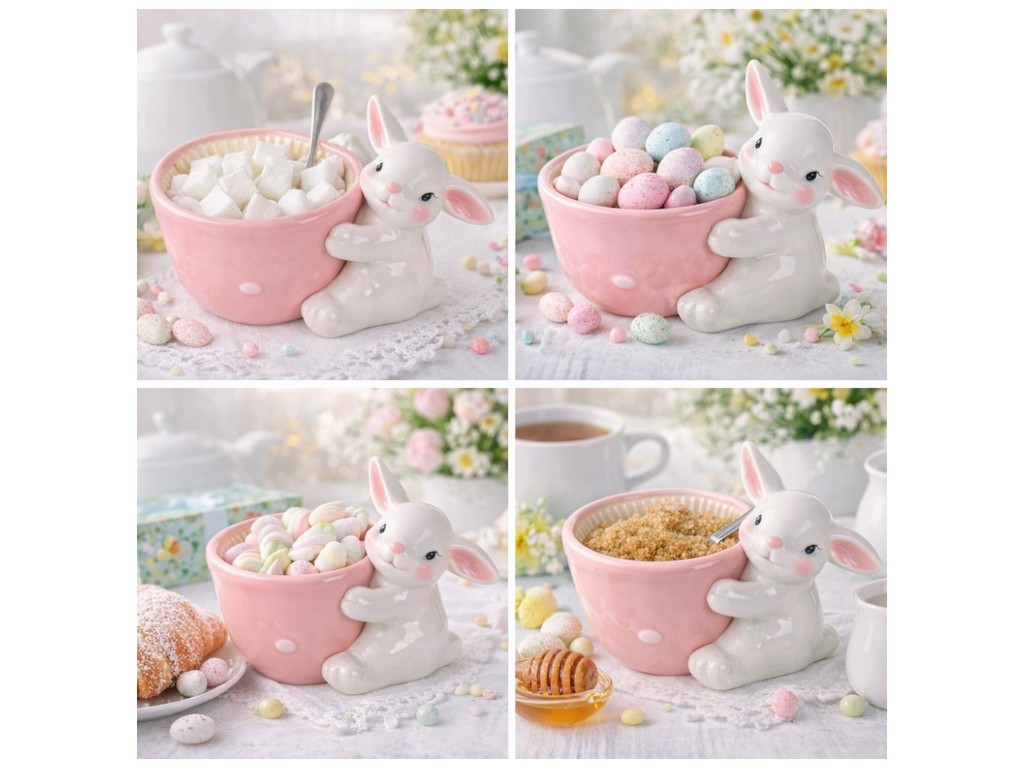 Цукерниця-кашпо великодня Easter, кераміка, 21х13см, колір рожевий