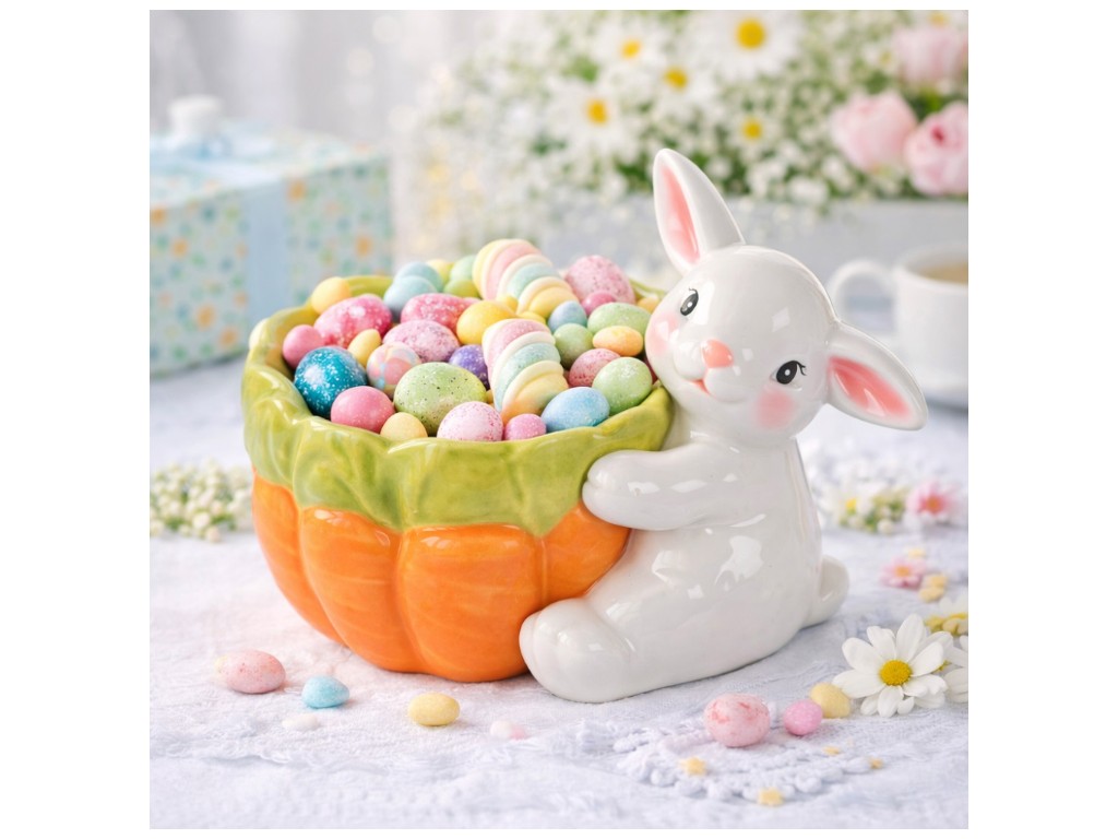 Цукерниця-кашпо великодня Easter, кераміка, 19х15см, колір оранжевий