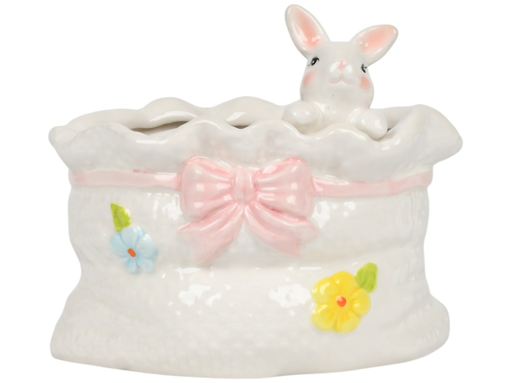 Цукерниця великодня Easter bunny, кераміка, 16х12х15см, колір білий