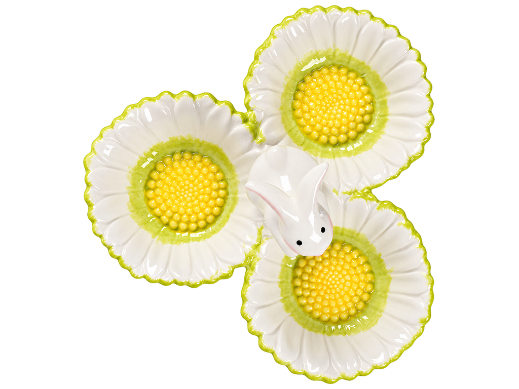 Менажница пасхальная Bloom & Bunny керамическая с 3 секциями, 19,5×11 см