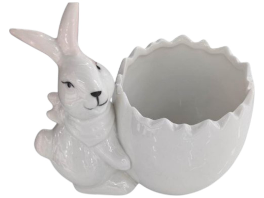 Подставка декоративная Easter Egg Bunny, пасхальная, керамика, 12х11,5см, цвет белый
