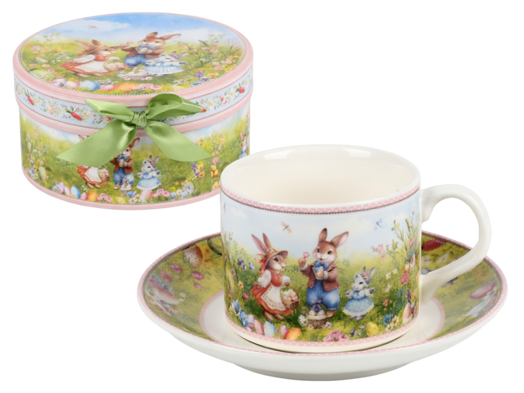 Чашка з блюдцем великодня Easter Tale, порцеляна, 160мл, 14см (ціна за 2 предмети)