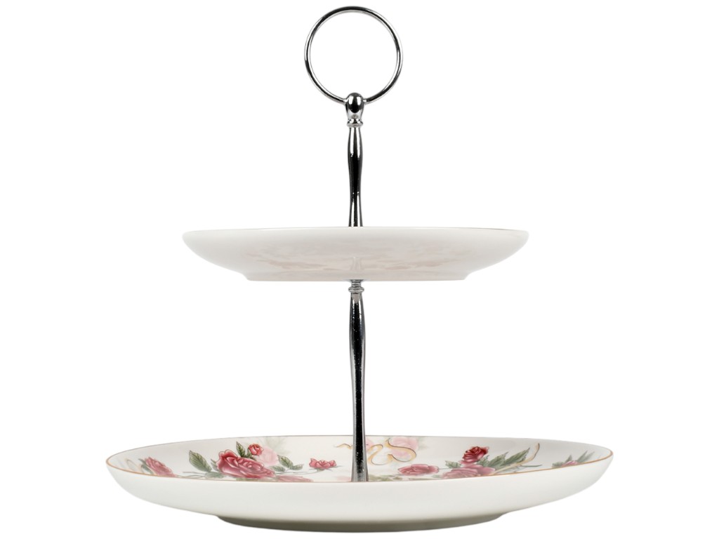 Фруктівниця Royal Rose, 2 яруси, фарфор, 15,5/23см, колір білий