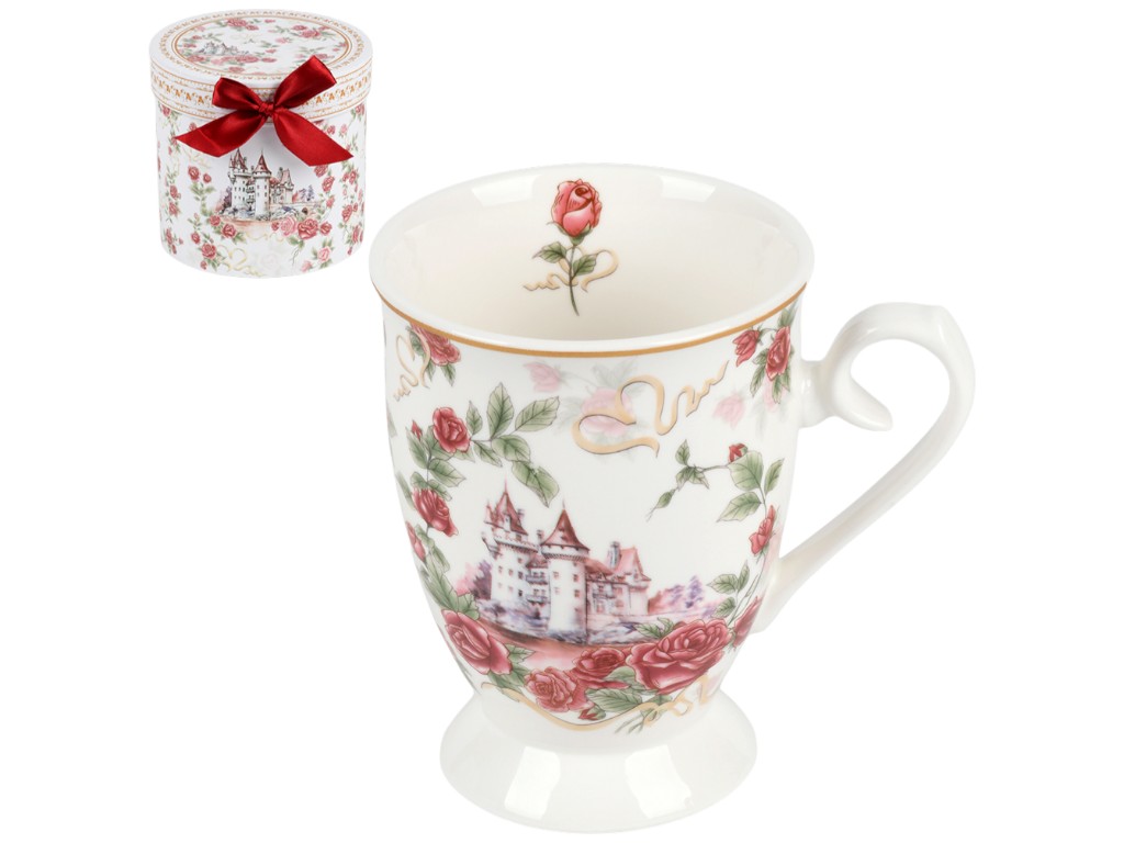 Чашка Royal Rose, фарфор, 300мл, цвет белый с рисунком