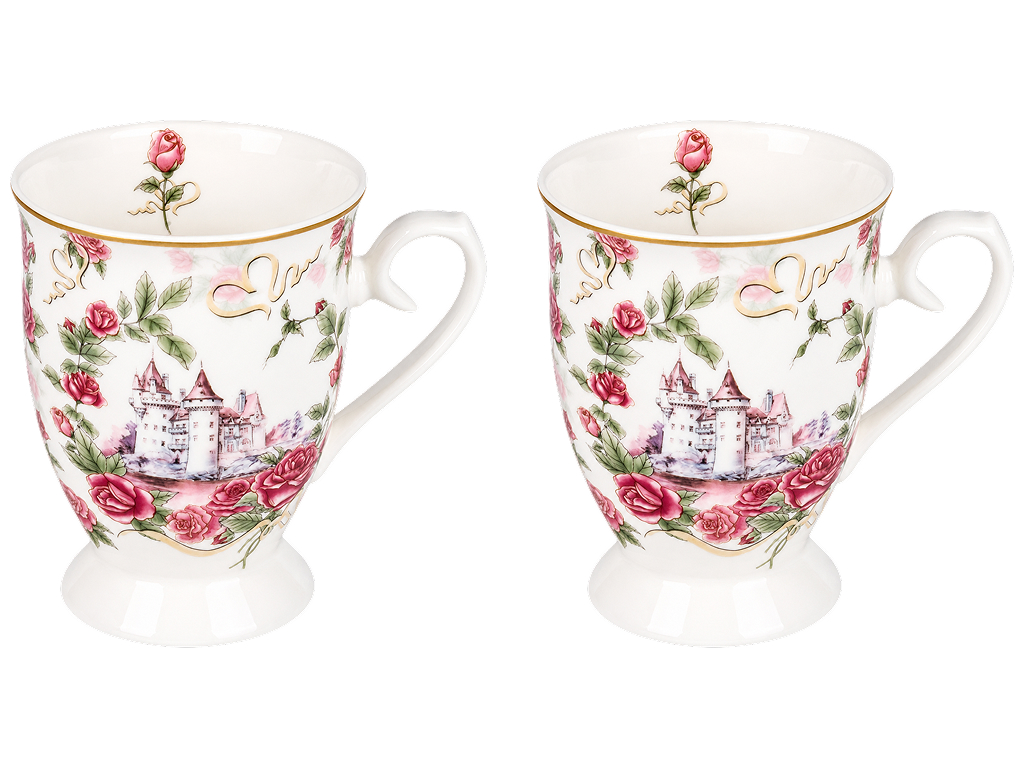 Набор чашек Royal Rose, фарфоровые с цветочным декором, 300 мл, 2 шт (цена за набор)