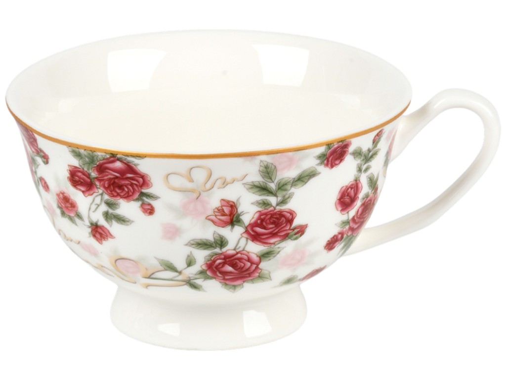 Чашка с блюдцем Royal Rose, фарфор, 180мл, цвет белый с рисунком (цена за 2пр)