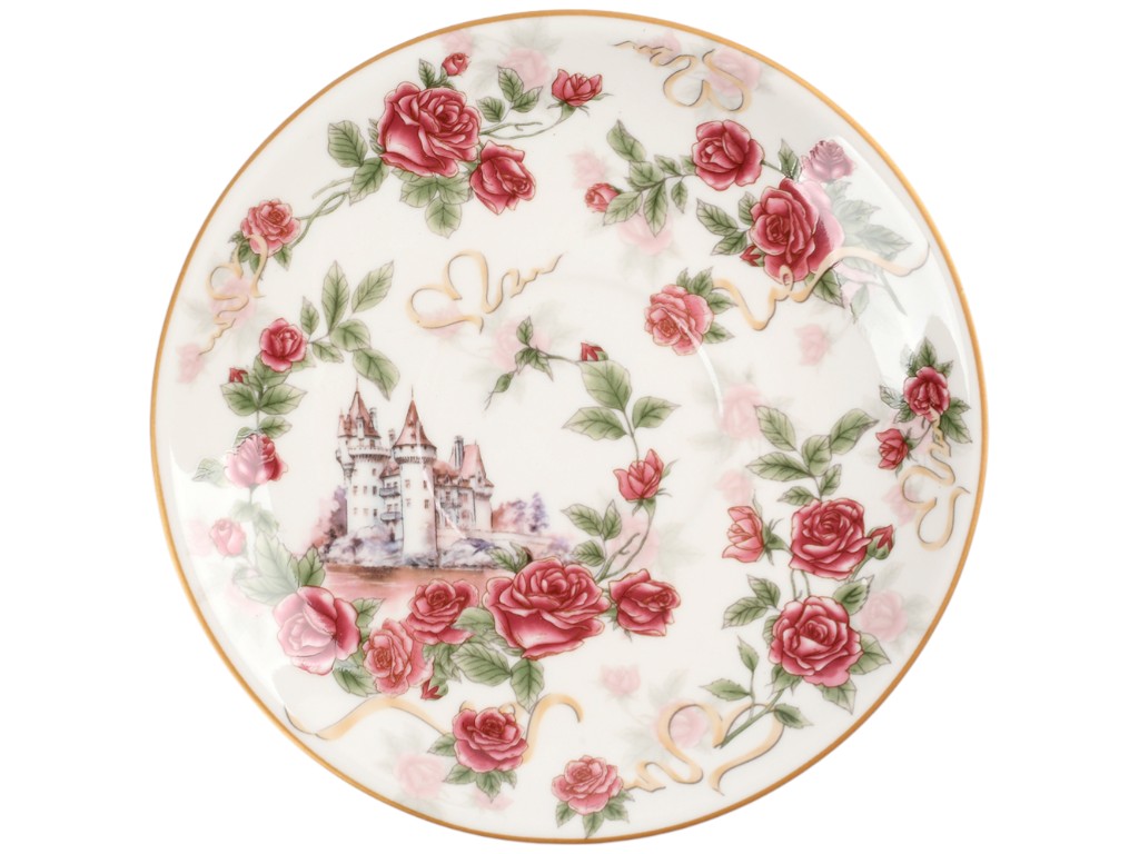 Чашка с блюдцем Royal Rose, фарфор, 180мл, цвет белый с рисунком (цена за 2пр)