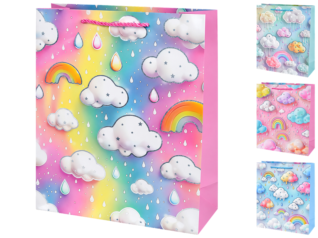 Пакет подарочный бумажный Rainy clouds L, с ручками, 30×41,5×12 см, 4 дизайна (цена за 1шт) Пакет подарочный бумажный Rainy clouds L, с ручками, 30×41,5×12 см, 4 дизайна (цена за 1шт)