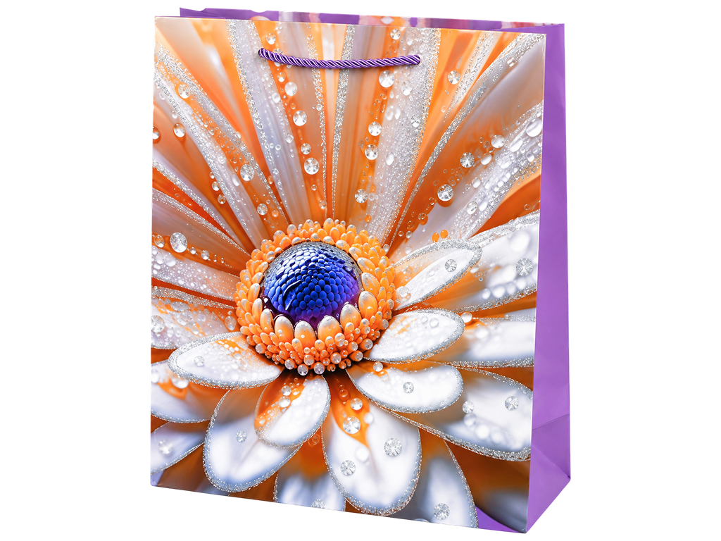 Пакет подарунковий паперовий Camomile L, з ручками, 30×41,5×12 см, 4 дизайни (ціна за 1шт)