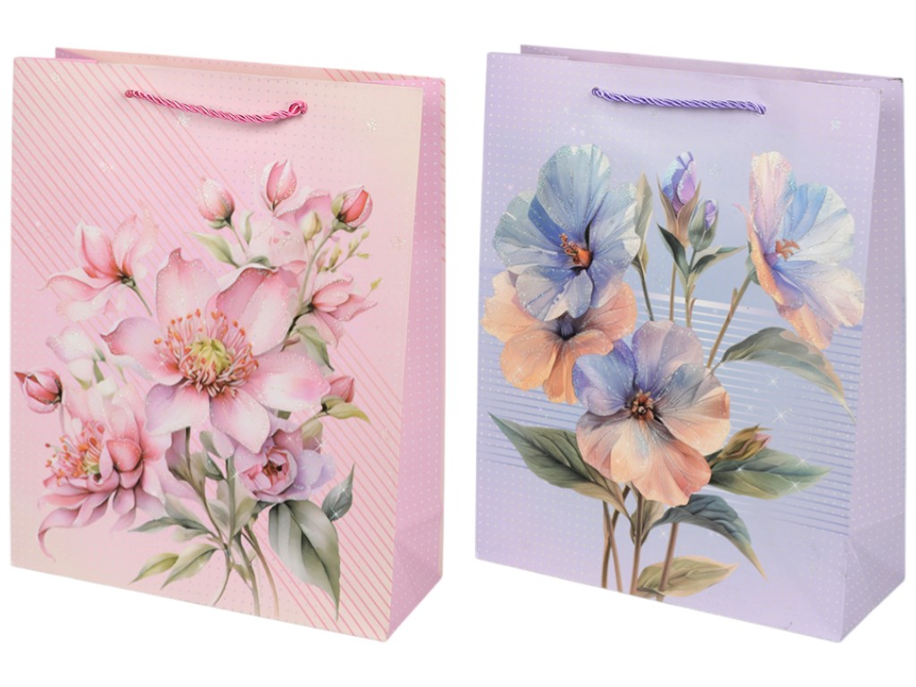 Пакет подарочный Fiori, бумага, 31×40×12см, 4 дизайна (цена за 1шт)