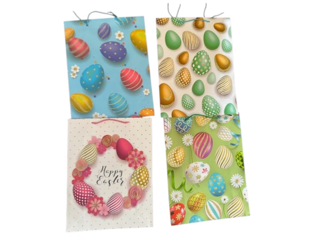 Пакет пасхальный Easter eggs, бумага, 31х40х12см, 4 дизайна (цена за 1шт)
