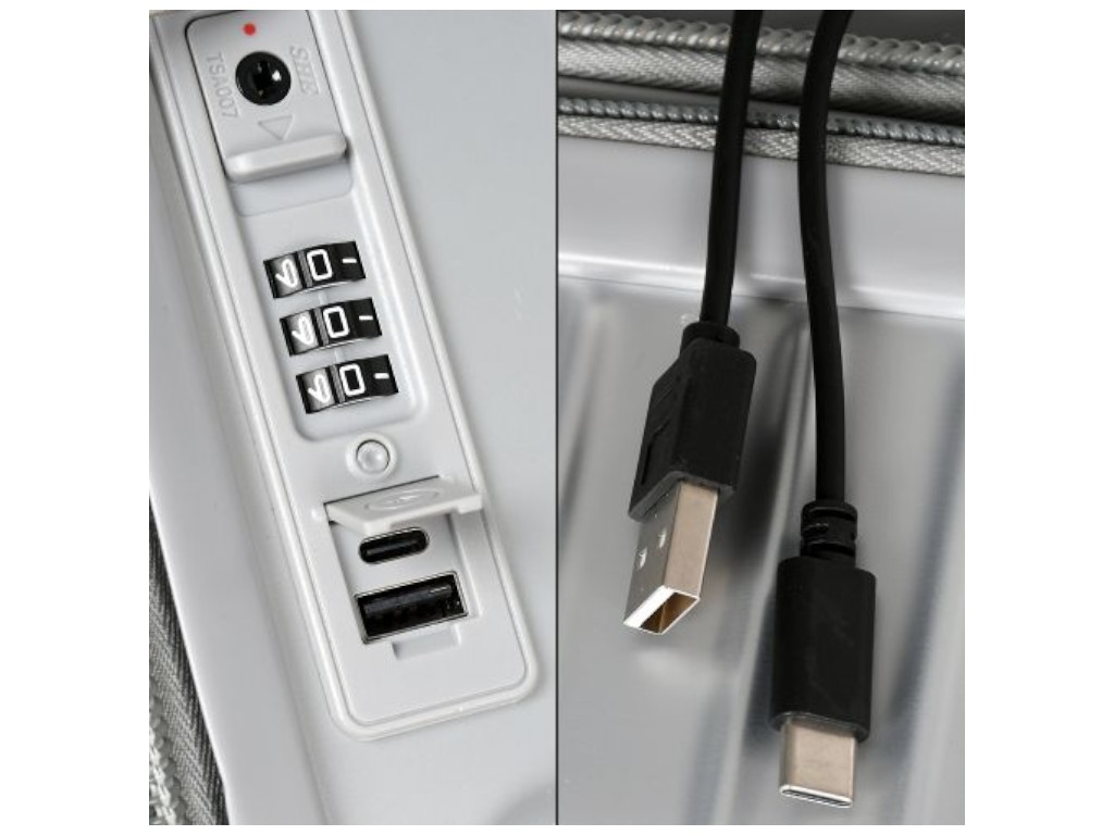 Чемодан с USB-разъёмом, кодовый замок, поликарбонат, 20, 24, 28 дюйма (цена за набор 3шт)