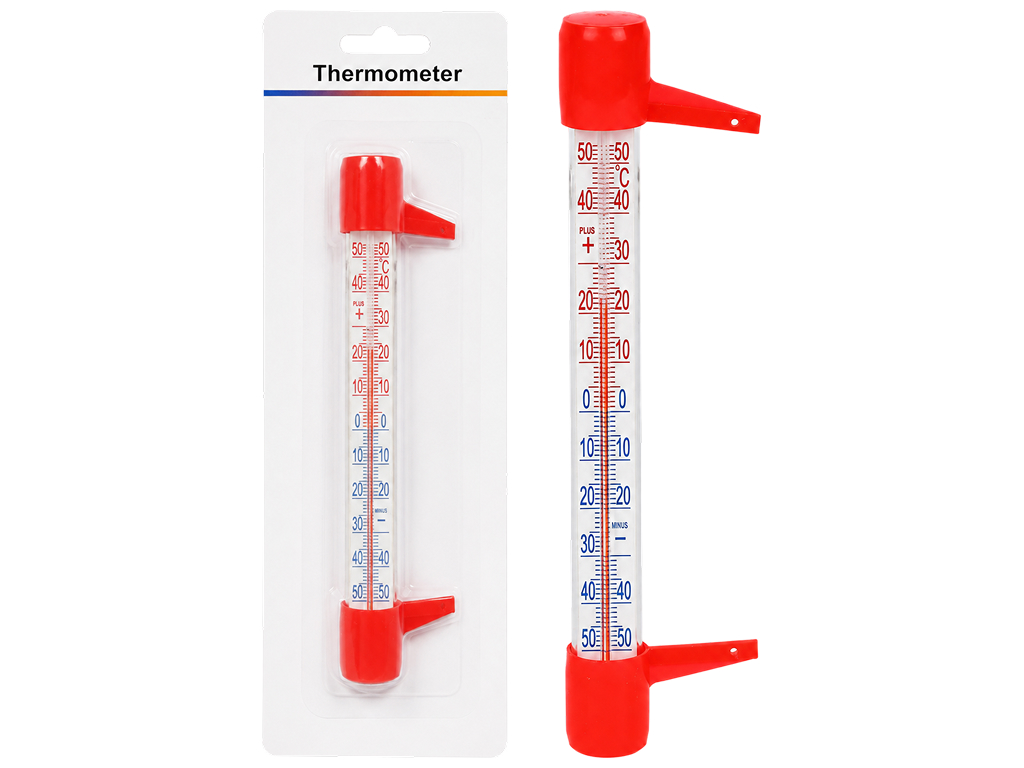Термометр оконный пластиковый, шкала от -50 до +50 °C, крепление, 19,5 см
