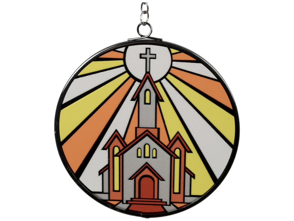 Підвіска декоративна Музика вітру, метал, пластик, 100см, дизайн вітраж церква