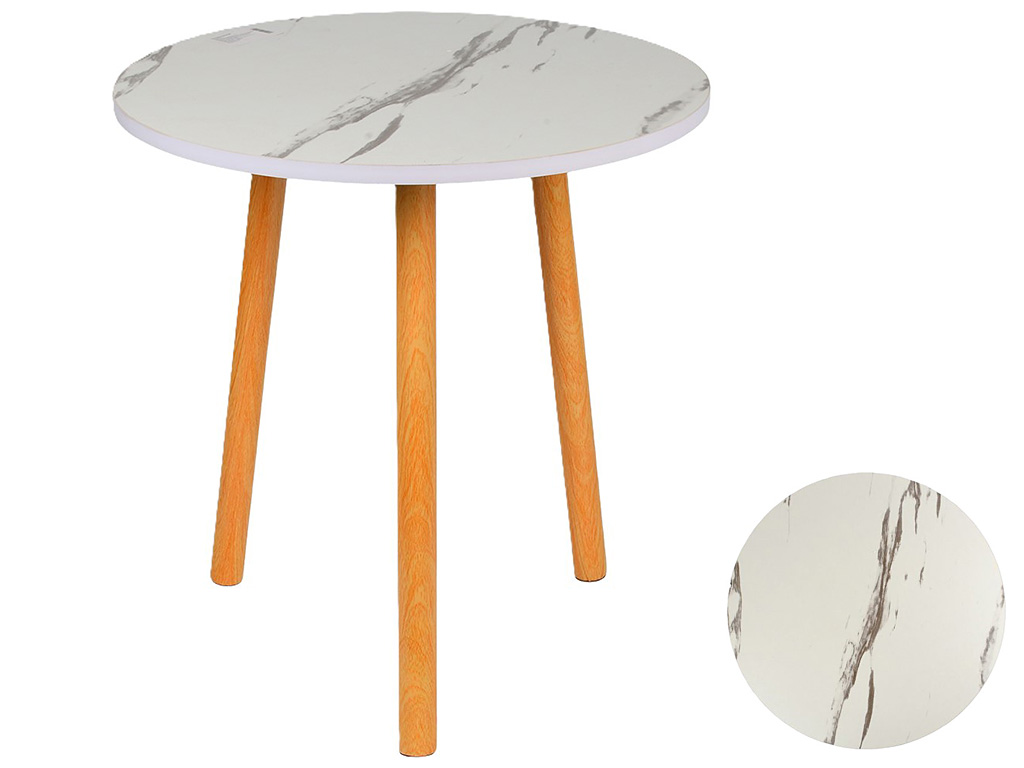 Стол журнальный, дерево, металл, 42×42см, цвет белый