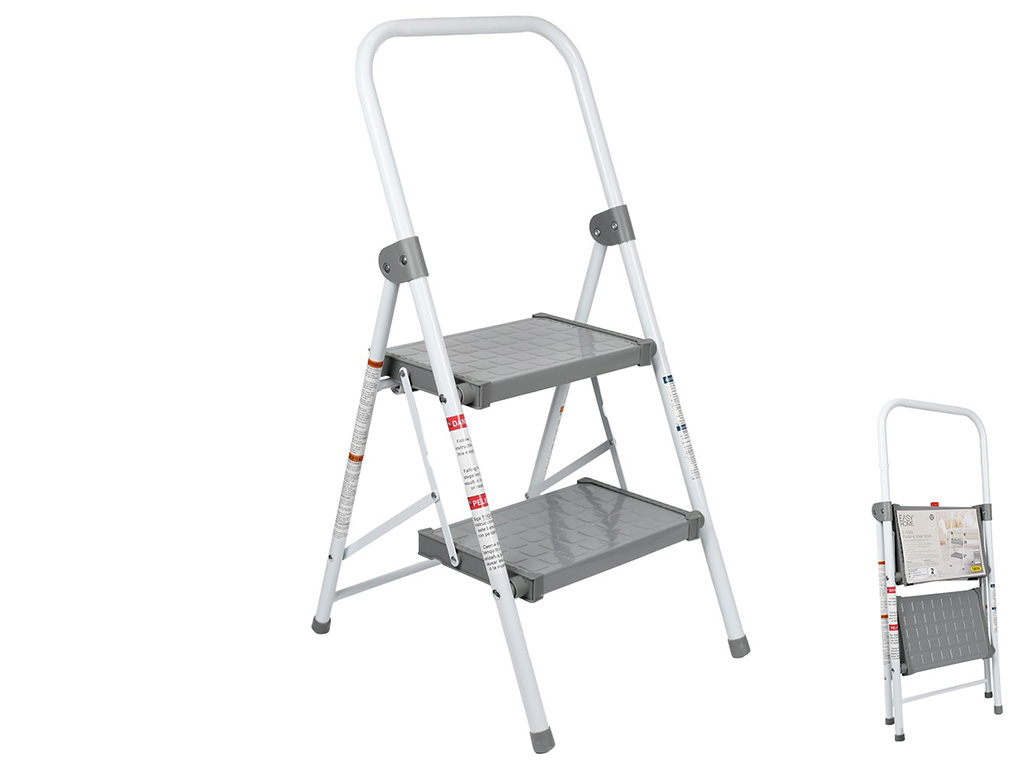 Лестница складная, 2-ярусная, металл, пластик, 88,5×39×6,5см, цвет белый
