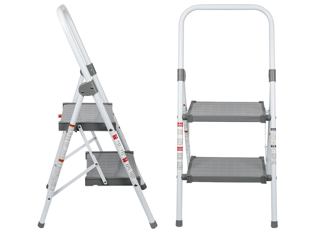 Лестница складная, 2-ярусная, металл, пластик, 88,5×39×6,5см, цвет белый