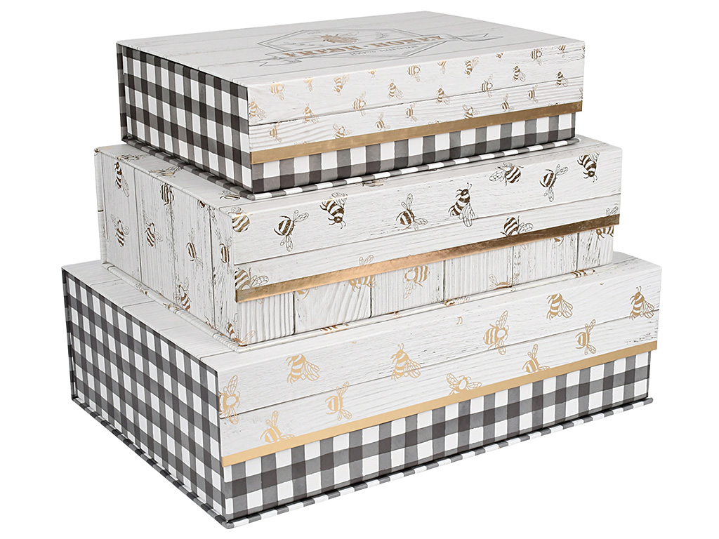 Коробка для хранения, картон, 38×35,5×18,5см (цена за набор 3шт)