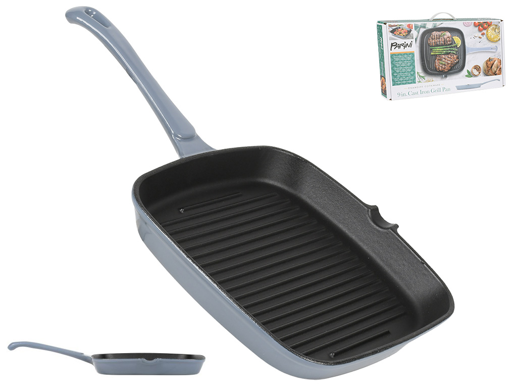 Сковорода гриль, квадратная, чугун, 40х23х3см, цвет серый