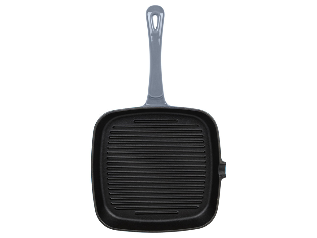 Сковорода гриль, квадратна, чавун, 40х23х3см, колір сірий
