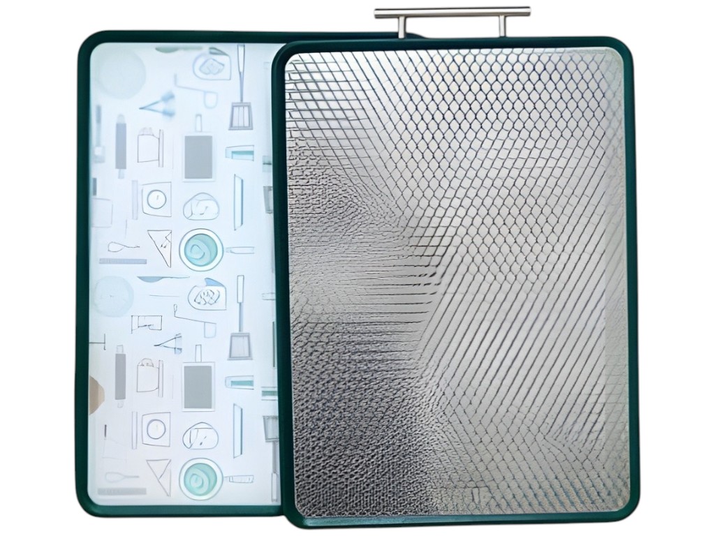 Доска разделочная, термостойкая, двусторонняя, пластик, нержавеющая сталь, 43×28×2см, цвет зеленый