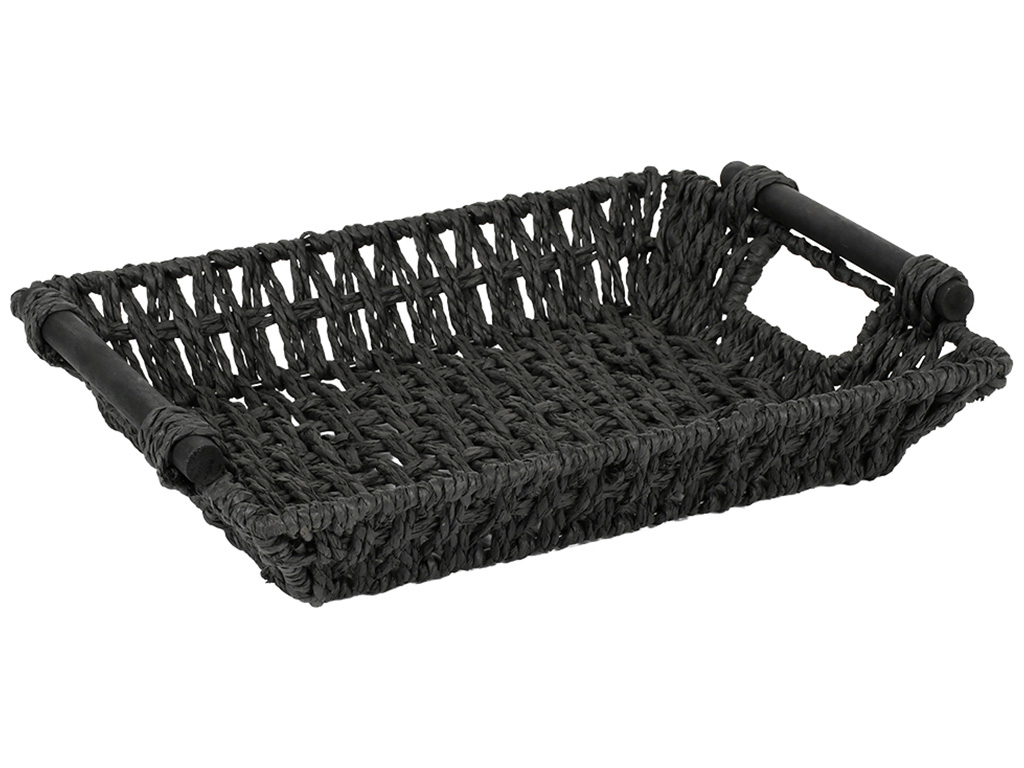 Корзина для хранения с ручками, бумага, металл, 32×25×6,5см, цвет черный