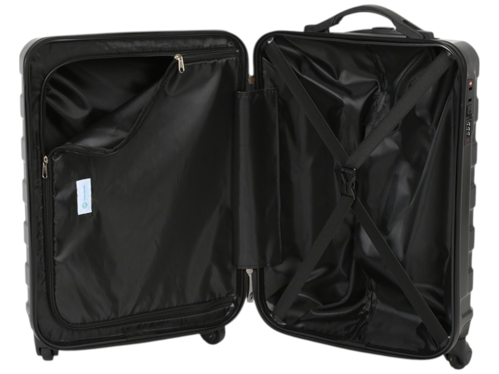 Чемодан, с кодовым замком, поликарбонат, металл, 20 дюймов, цвет черный