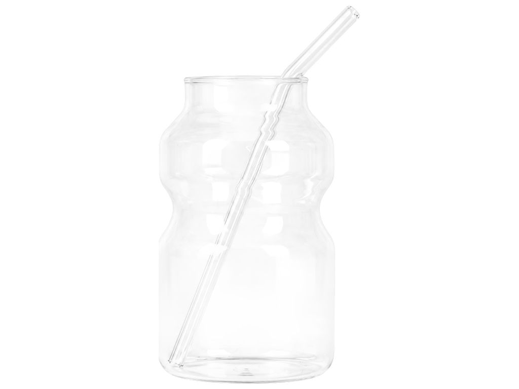 Склянка Milk для напоїв і коктейлів зі скляною трубочкою, 300 мл