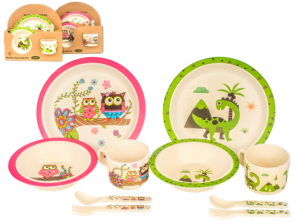 Набор детской, бамбуковой посуды Eco "Bamboo fibre kids set" 5 предметов
