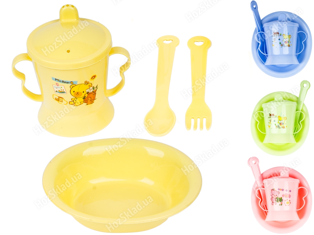 Набор посуды детской пластиковой (цена за набор 4 предмета