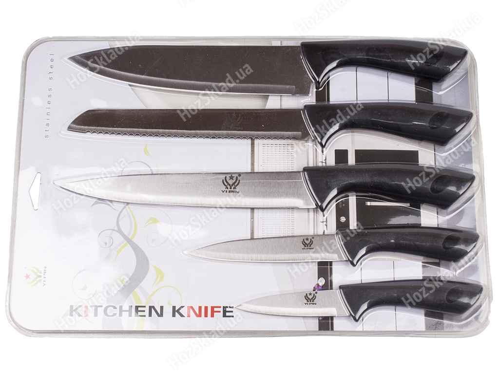 Набор ножей кухонных, длина лезвий 18,5см, 18,5см, 19см, 11,5см, 7см (цена за набор 5 предметов)