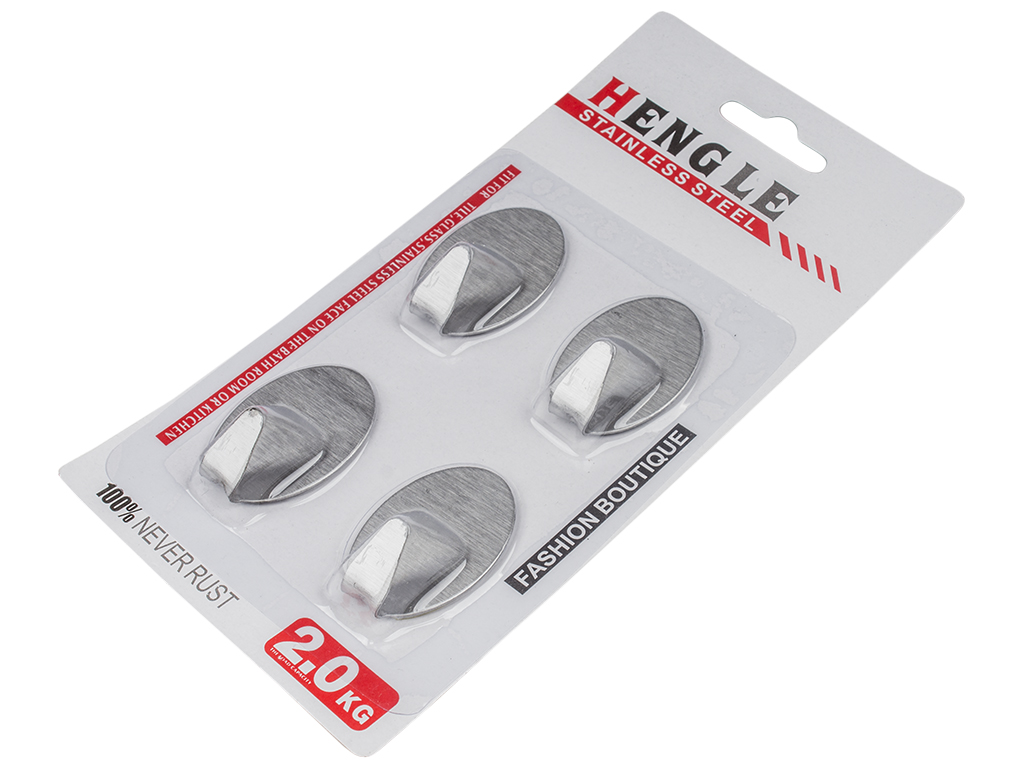 Крючки самоклеющиеся "Овал" нержавеющая сталь 2,5х4х0,1см (цена за упаковку 4шт)