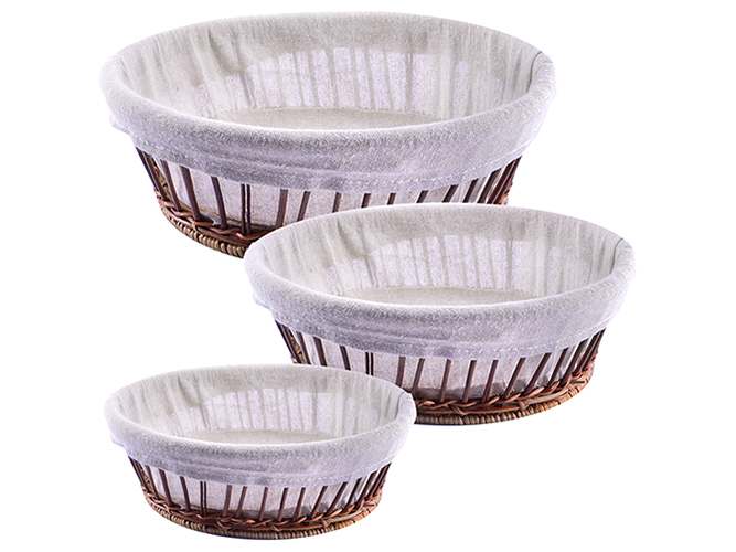 Корзины для хлеба с тканью овальные 30x35x11см (цена за набор 3шт)