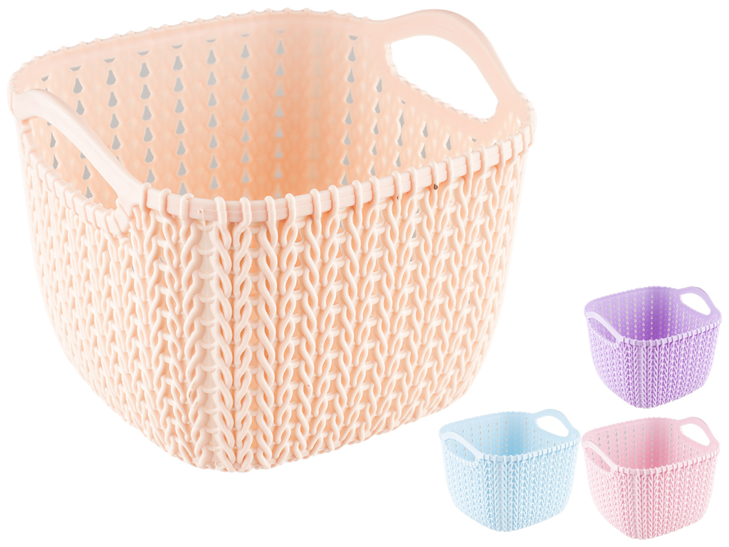 Корзина-плетенка пластиковая (расцветка ассорти) 14,5х14х10см