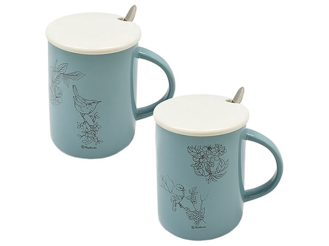 Чашка с крышкой и ложкой Птица 450мл