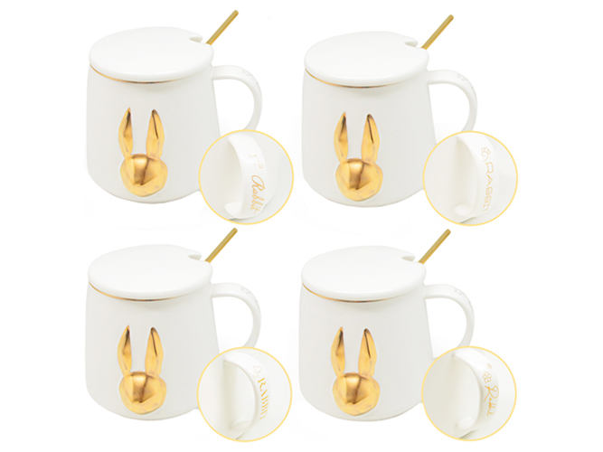 Чашка з кришкою та ложкою Golden rabbit 400мл