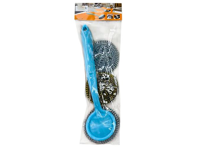 Щітка для посуду з ручкою і запасками, 29см (ціна за 3 предмети)