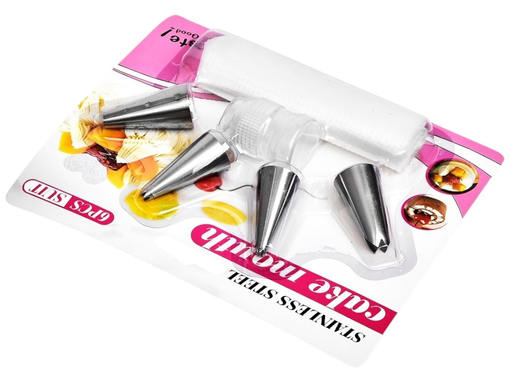 Мішок кондитерський з насадками, 16x12см (ціна за набір 6 предметів)