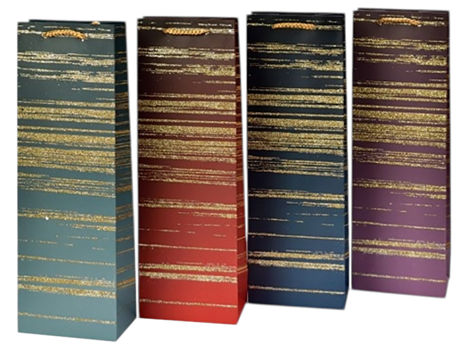 Пакет подарочный бумажный под бутылку Striped, 12x36x9см