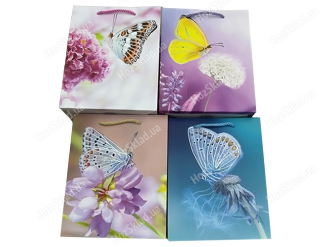 Пакет подарунковий паперовий L Butterfly, 31,5x40x12см